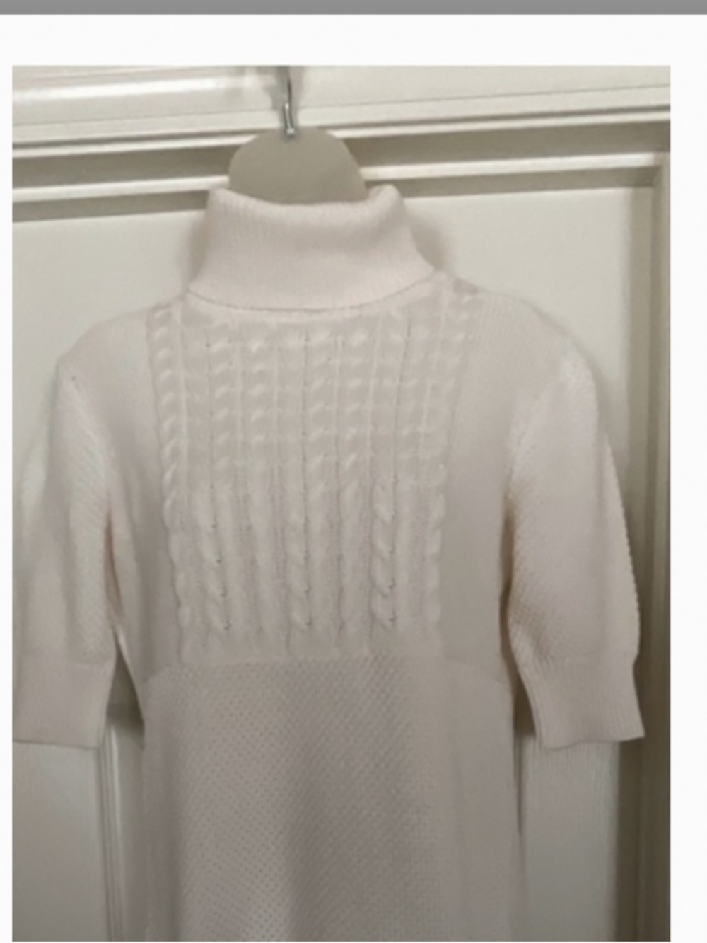 VINTAGE Requirements WHITE KNIT SWEATER, size M, short sleeves, - Picture 4 of 4